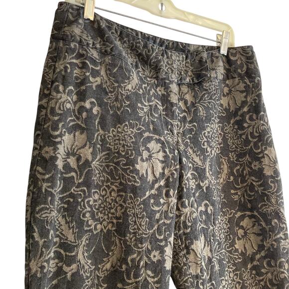Womens Harolds Black Gold Floral Tapestry Wide Leg Cotton Denim Jeans Size 12 - Picture 12 of 16
